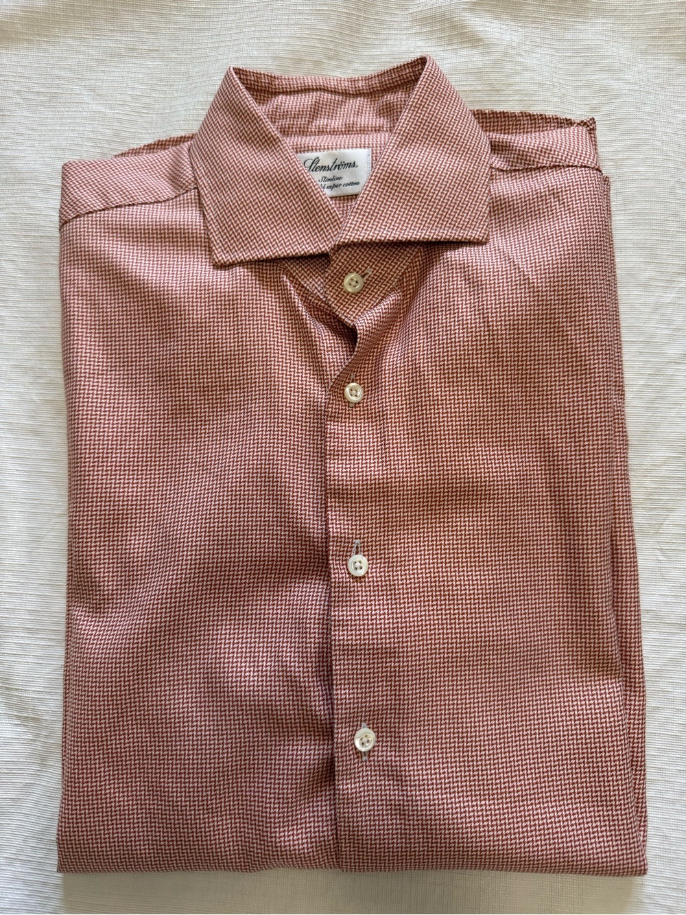 Strentroms Men’s Textured Long-Sleeve Dress Shirt in Dusty Rose 15.5
